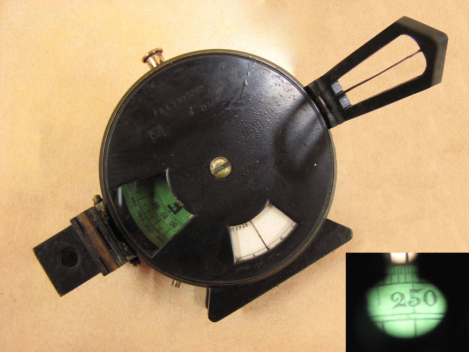 WW2 Francis Barker & Son MO Angle of Sight compass clinometer 